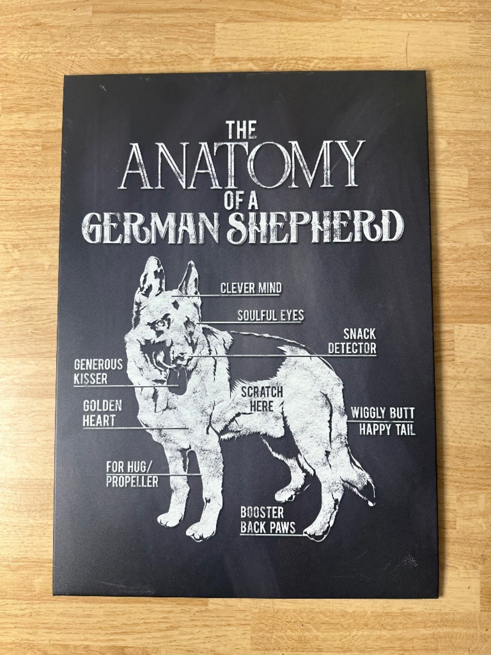 DISPLATE THE ANATOMY OF A GERMAN SHEPHERD DOG LOVER 18"X12.5" TIN METAL SIGN ART